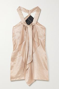 Pontal Tie-detailed Metallic Silk-blend Top - Rose gold