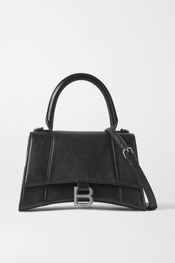 Hourglass Small Textured-leather Tote - Black