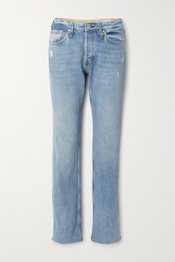 Rosa Distressed Mid-rise Straight-leg Jeans - Mid denim