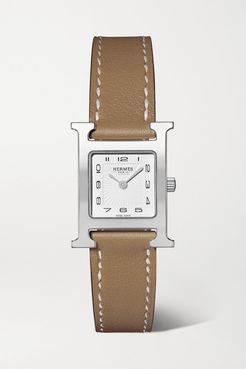 Heure H 21mm Small Stainless Steel And Leather Watch - Taupe