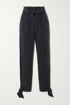 Net Sustain Avalon Tie-detailed Tencel Tapered Pants - Black