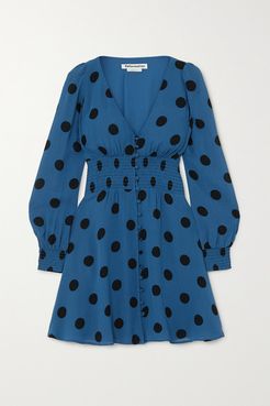 Alani Shirred Polka-dot Georgette Mini Dress - Blue