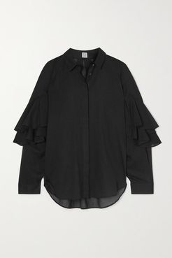Locarno Ruffled Cotton Shirt - Black