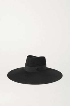 Pina Grosgrain-trimmed Wool-felt Fedora - Black