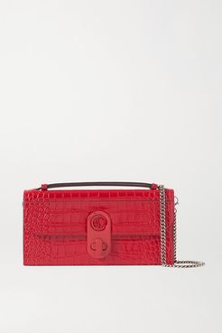 Elisa Croc-effect Leather Shoulder Bag - Red