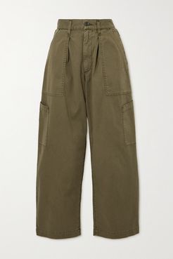 Mari Cotton-twill Tapered Pants - Green