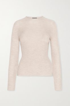 Ribbed Cashmere And Silk-blend Sweater - Beige