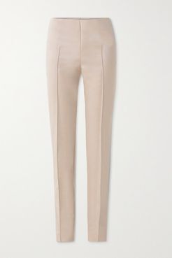 Melissa Cotton-blend Slim-leg Pants - Beige