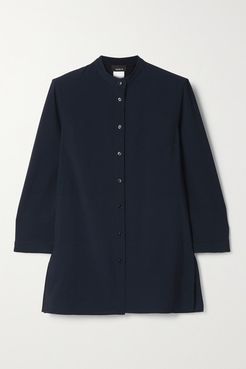 Wool-crepe Blouse - Midnight blue