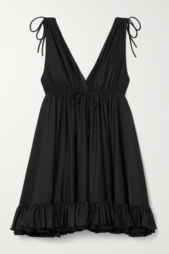 Ruffled Stretch-jersey Top - Black