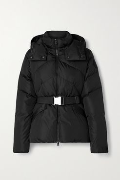 Aloes Hooded Belted Quilted Shell Down Jacket - Black