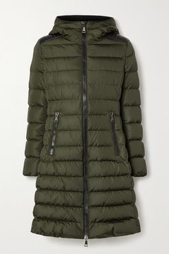 Talev Hooded Faux Leather-trimmed Quilted Shell Down Jacket - Army green