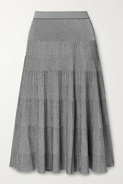 Ribbed-knit Midi Skirt - Gray
