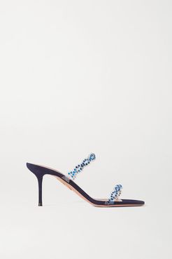 Heaven 75 Crystal-embellished Pvc And Suede Mules - Navy