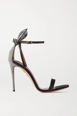 Bow Tie 105 Crystal-embellished Satin Sandals - Black