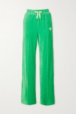 Appliquéd Velour Track Pants - Green
