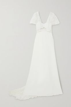 Kiss Embroidered Tulle And Crepe Gown - White
