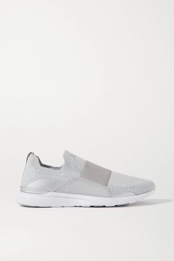 Techloom Bliss Mesh And Neoprene Slip-on Sneakers - Silver