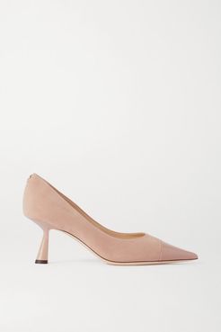Rene 65 Suede And Patent-leather Pumps - Antique rose