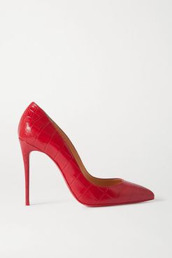 Pigalle Follies 100 Croc-effect Leather Pumps - Red