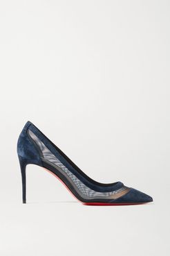 Galativi 85 Suede And Mesh Pumps - Navy