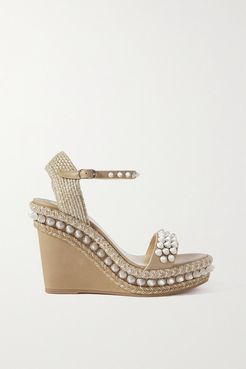 Lata 110 Spiked Leather Espadrille Wedge Sandals - Beige