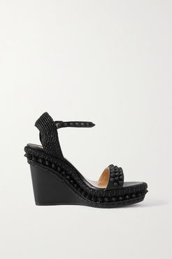 Lata 110 Spiked Leather Espadrille Wedge Sandals - Black