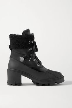 Corinne Leather And Faux Shearling-trimmed Rubber Ankle Boots - Black
