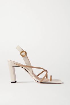 Elza Two-tone Leather Slingback Sandals - Off-white