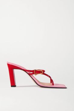 Yara Two-tone Leather Mules - Red
