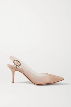 70 Patent-leather And Pvc Slingback Pumps - Sand