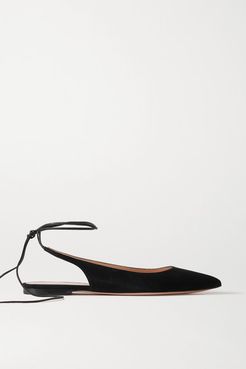 10 Suede Point-toe Flats - Black