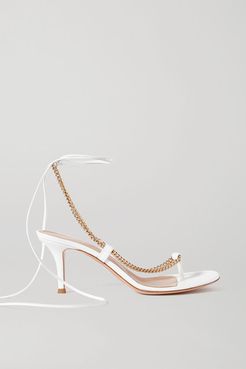 70 Chain-embellished Leather Sandals - White