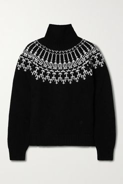 Wool-jacquard Turtleneck Sweater - Black