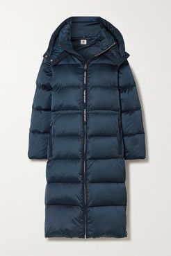 Hooded Quilted Shell Down Coat - Navy