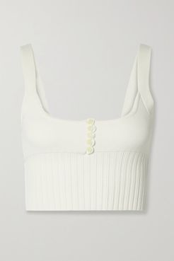 Leen Cropped Knitted Top - White