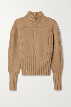 Maude Cable-knit Cashmere Turtleneck Sweater - Sand
