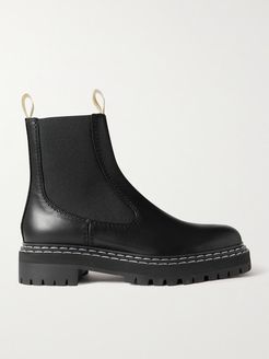 Topstitched Leather Chelsea Boots - Black