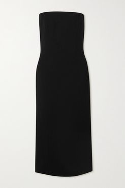 Strapless Crepe Midi Dress - Black