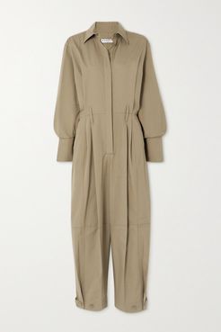 Pleated Cotton Jumpsuit - Army green