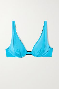 Forte Stretch-silk Charmeuse And Mesh Underwired Soft-cup Bra - Turquoise