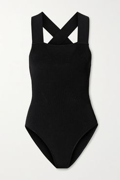 Jerry Ribbed Stretch-knit Bodysuit - Black