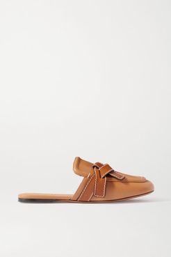 Gate Two-tone Topstitched Leather Loafers - Light brown