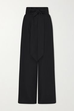 Net Sustain Belted Linen-twill Wide-leg Pants - Black
