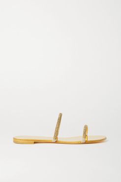 Kanda Crystal-embellished Metallic Leather Sandals - Gold