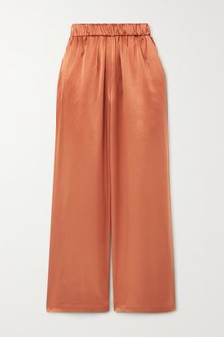 Silk-satin Wide-leg Pants - Copper