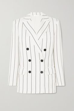 Ryan Double-breasted Striped Herringbone-jacquard Blazer - Off-white