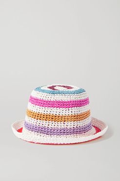 Striped Crochet-knit Bucket Hat - White