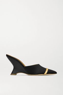Marilyn 80 Satin And Leather Mules - Black