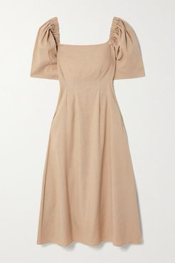 Aura Linen-blend Midi Dress - Sand